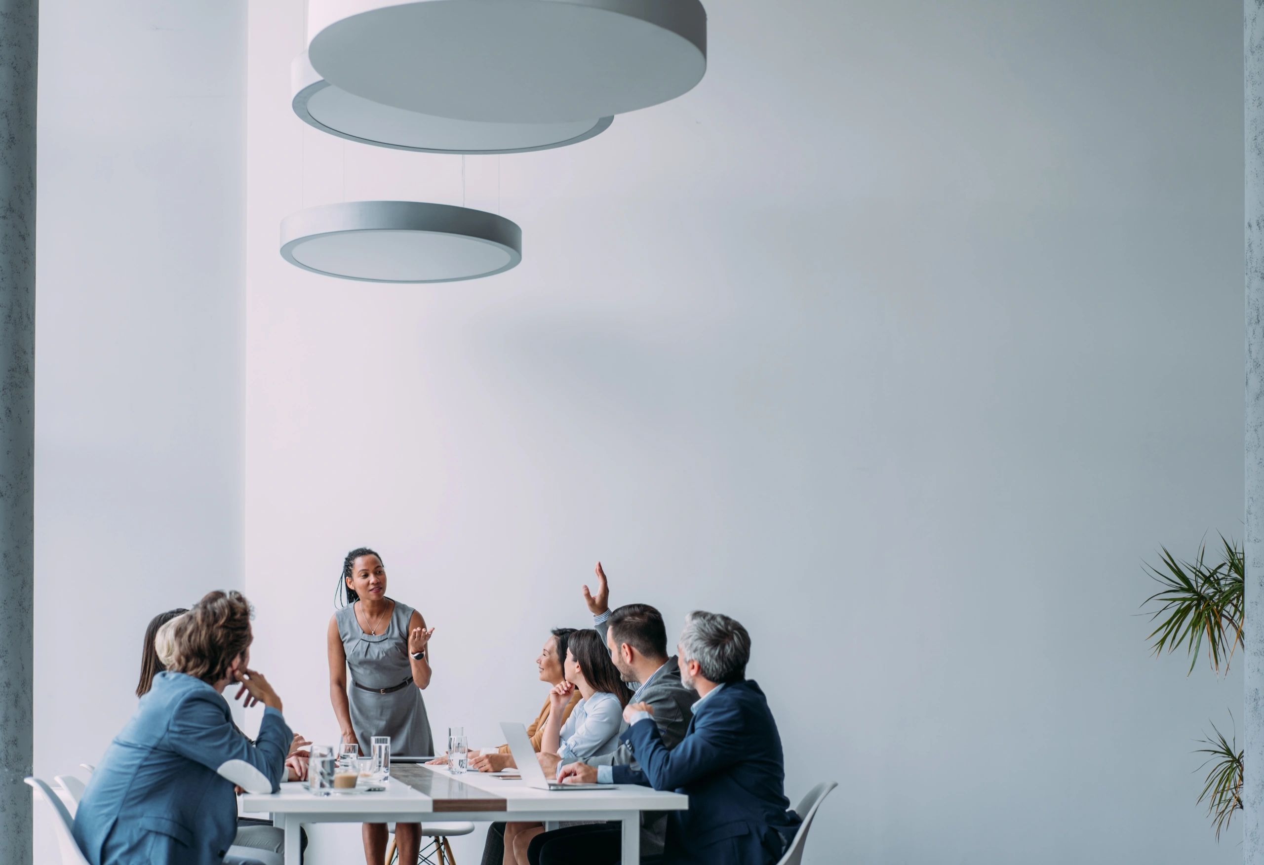 Consultant presenting strategy in a modern office